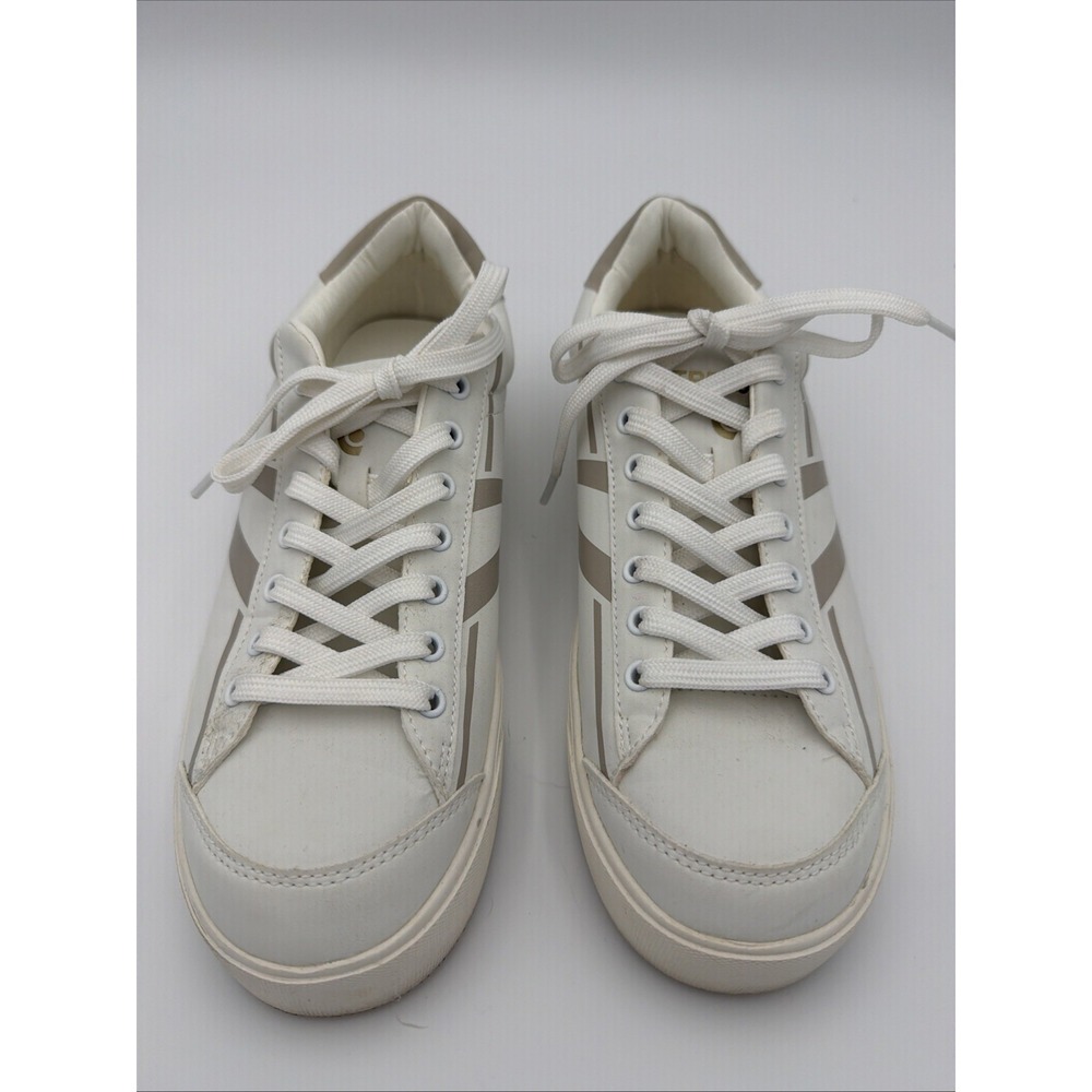 Tretorn Women's White Lace Up Striped Canvas Sneakers Size 10 NWOB